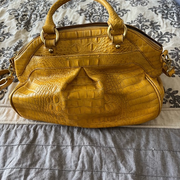 Brahmin Louise Mustard Croc-Embossed Satchel - Picture 3 of 7